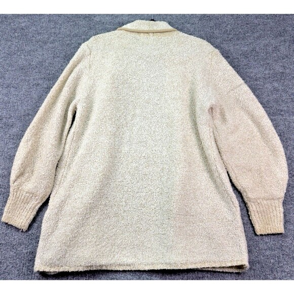 Vintage 80s Sideffects of CA Open Cardigan Sweater Size L Cream Textured Bouclé - Picture 3 of 8